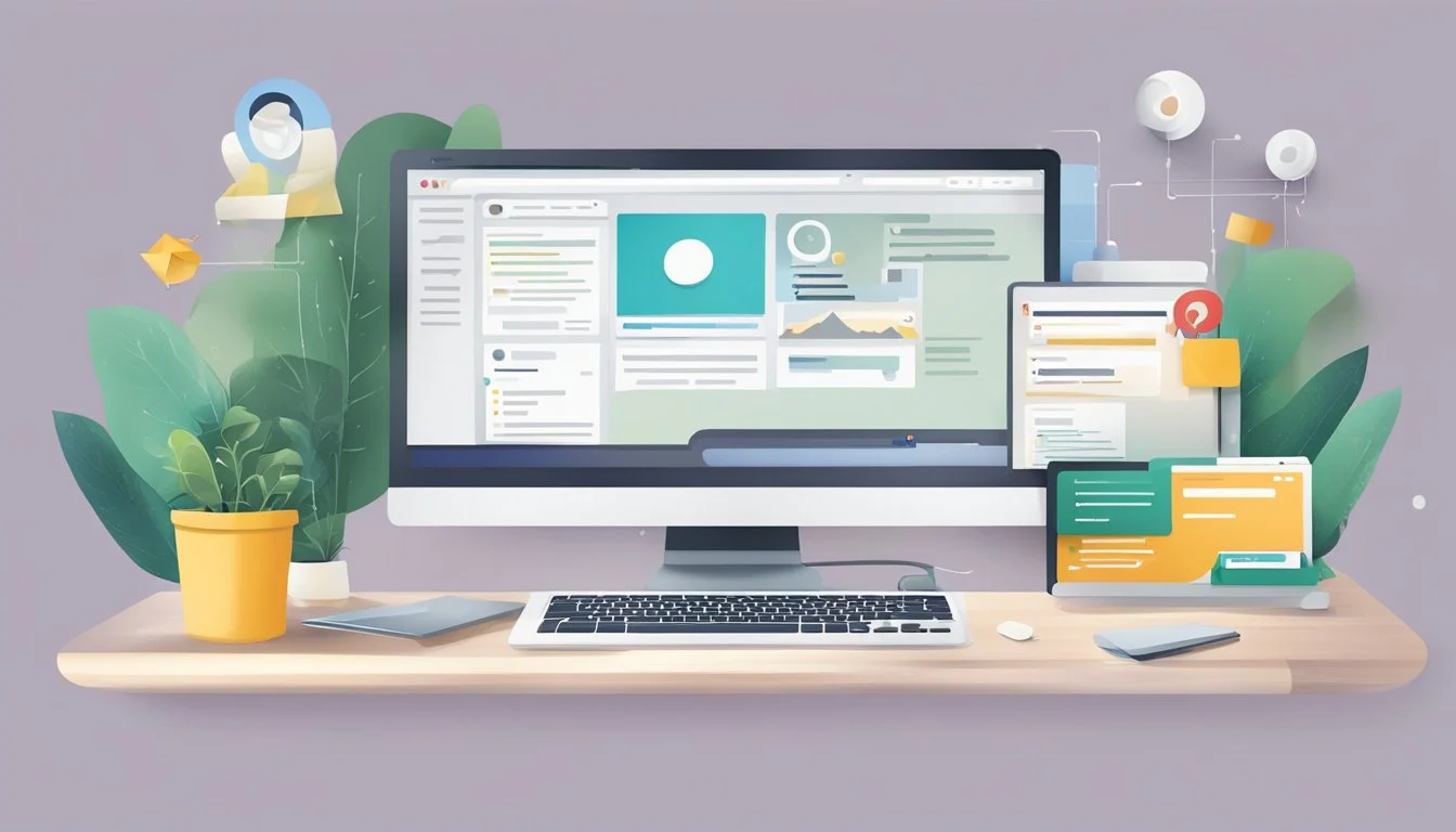 A computer screen with a Pinterest profile open, featuring optimized keywords and a clear SEO strategy